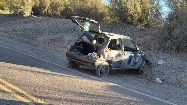 Volc&oacute; un Ford Fiesta en Ruta 149: analizan si el conductor estaba ebrio