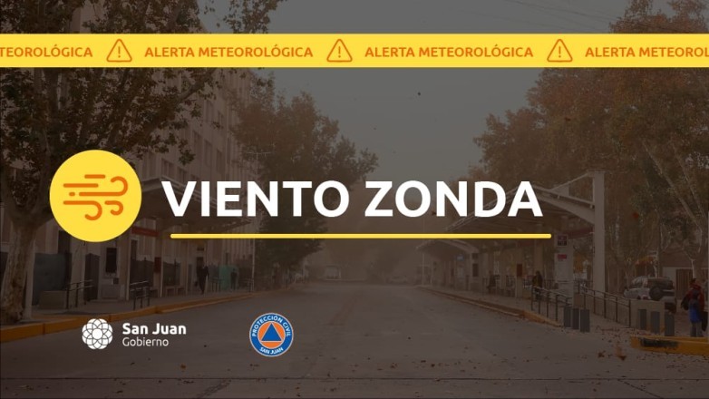 Alerta meteorológica N° 42/25 - Viento Zonda