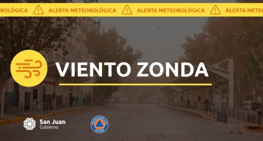 Alerta meteorológica N° 42/25 - Viento Zonda